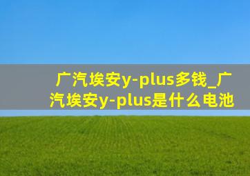 广汽埃安y-plus多钱_广汽埃安y-plus是什么电池