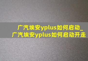 广汽埃安yplus如何启动_广汽埃安yplus如何启动开走