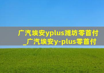 广汽埃安yplus潍坊零首付_广汽埃安y-plus零首付