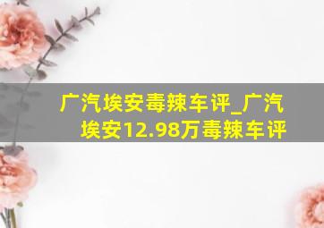 广汽埃安毒辣车评_广汽埃安12.98万毒辣车评