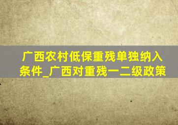 广西农村低保重残单独纳入条件_广西对重残一二级政策