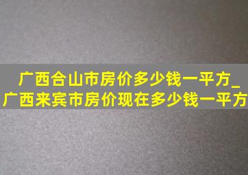 广西合山市房价多少钱一平方_广西来宾市房价现在多少钱一平方