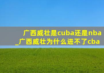 广西威壮是cuba还是nba_广西威壮为什么进不了cba