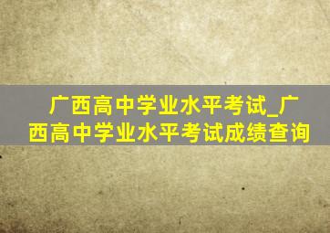 广西高中学业水平考试_广西高中学业水平考试成绩查询