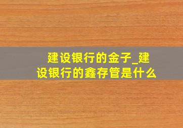 建设银行的金子_建设银行的鑫存管是什么