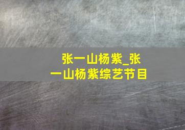 张一山杨紫_张一山杨紫综艺节目