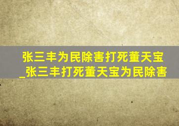 张三丰为民除害打死董天宝_张三丰打死董天宝为民除害