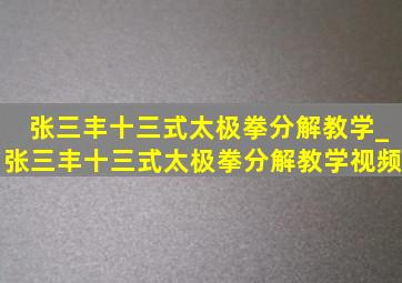 张三丰十三式太极拳分解教学_张三丰十三式太极拳分解教学视频