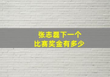 张志磊下一个比赛奖金有多少