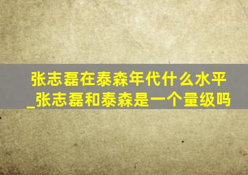 张志磊在泰森年代什么水平_张志磊和泰森是一个量级吗