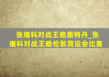 张继科对战王皓鹿特丹_张继科对战王皓伦敦奥运会比赛