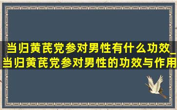 当归黄芪党参对男性有什么功效_当归黄芪党参对男性的功效与作用