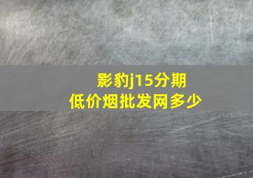 影豹j15分期(低价烟批发网)多少