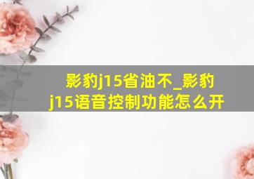 影豹j15省油不_影豹j15语音控制功能怎么开