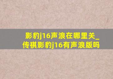 影豹j16声浪在哪里关_传祺影豹j16有声浪版吗