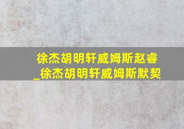 徐杰胡明轩威姆斯赵睿_徐杰胡明轩威姆斯默契