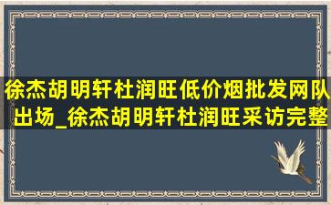 徐杰胡明轩杜润旺(低价烟批发网)队出场_徐杰胡明轩杜润旺采访完整视频