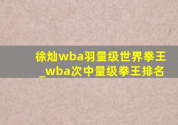 徐灿wba羽量级世界拳王_wba次中量级拳王排名