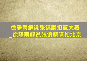 徐静雨解说张镇麟扣篮大赛_徐静雨解说张镇麟隔扣北京