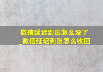 微信延迟到账怎么没了_微信延迟到账怎么收回