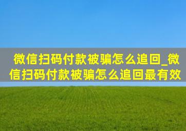 微信扫码付款被骗怎么追回_微信扫码付款被骗怎么追回最有效