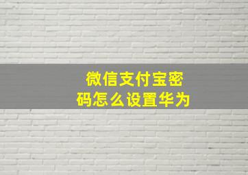 微信支付宝密码怎么设置华为