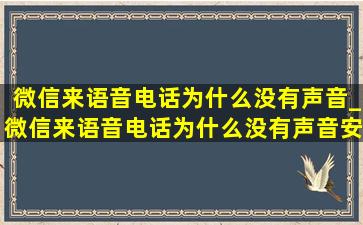 微信来语音电话为什么没有声音_微信来语音电话为什么没有声音安卓