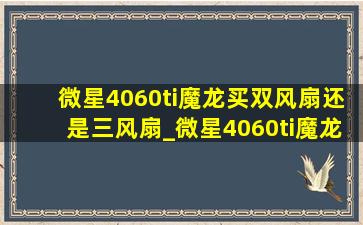 微星4060ti魔龙买双风扇还是三风扇_微星4060ti魔龙双风