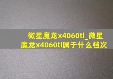 微星魔龙x4060ti_微星魔龙x4060ti属于什么档次