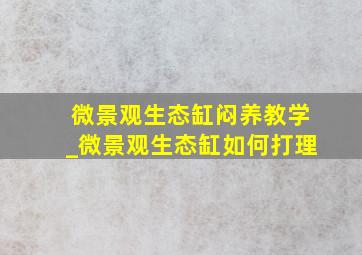 微景观生态缸闷养教学_微景观生态缸如何打理