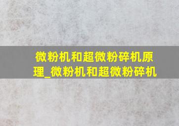 微粉机和超微粉碎机原理_微粉机和超微粉碎机