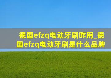 德国efzq电动牙刷咋用_德国efzq电动牙刷是什么品牌