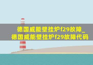 德国威能壁挂炉f29故障_德国威能壁挂炉f29故障代码