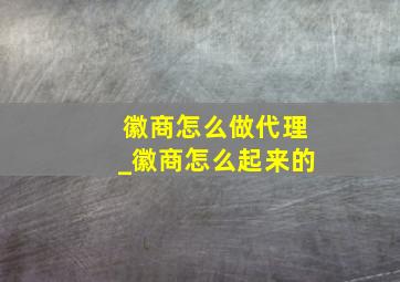 徽商怎么做代理_徽商怎么起来的