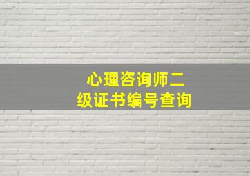 心理咨询师二级证书编号查询