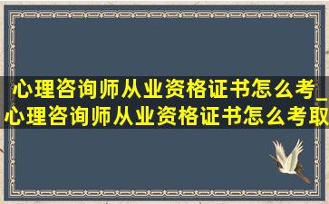 心理咨询师从业资格证书怎么考_心理咨询师从业资格证书怎么考取