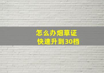 怎么办烟草证快速升到30档