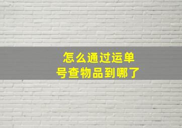 怎么通过运单号查物品到哪了