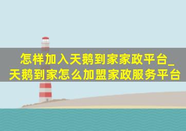 怎样加入天鹅到家家政平台_天鹅到家怎么加盟家政服务平台