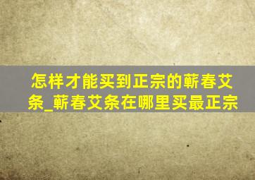 怎样才能买到正宗的蕲春艾条_蕲春艾条在哪里买最正宗