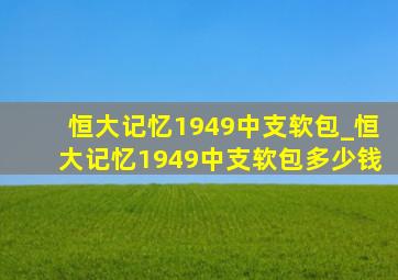 恒大记忆1949中支软包_恒大记忆1949中支软包多少钱