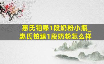 惠氏铂臻1段奶粉小瓶_惠氏铂臻1段奶粉怎么样