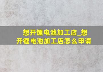 想开锂电池加工店_想开锂电池加工店怎么申请