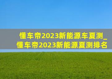 懂车帝2023新能源车夏测_懂车帝2023新能源夏测排名