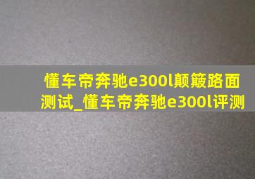 懂车帝奔驰e300l颠簸路面测试_懂车帝奔驰e300l评测