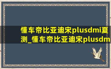 懂车帝比亚迪宋plusdmi夏测_懂车帝比亚迪宋plusdmi完整测评