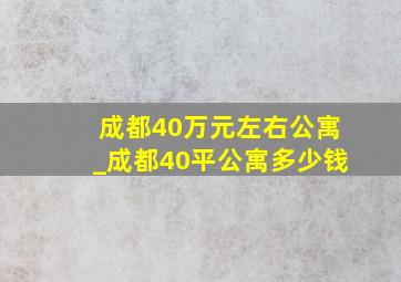 成都40万元左右公寓_成都40平公寓多少钱