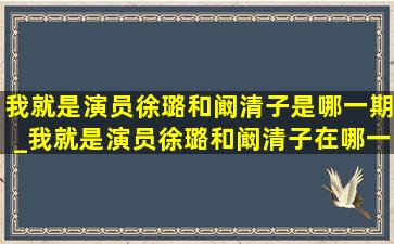 我就是演员徐璐和阚清子是哪一期_我就是演员徐璐和阚清子在哪一季