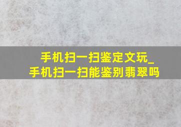 手机扫一扫鉴定文玩_手机扫一扫能鉴别翡翠吗