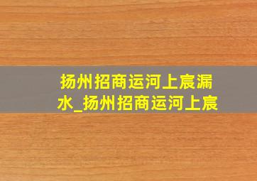 扬州招商运河上宸漏水_扬州招商运河上宸